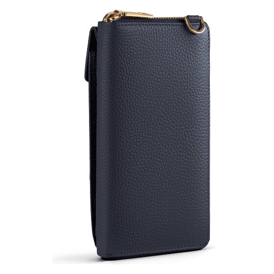 Lazarotti Porte-monnaie en cuir de Bologne à fermeture éclair, avec pochette pour téléphone portable, 19 cm