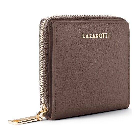 Lazarotti Porte-monnaie « Bologna » en cuir, taille moyenne, fermeture à glissière sur tout le pourtour, 10 cm