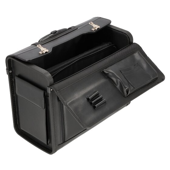 Dermata Trolley pilote à 2 roulettes en cuir 45,5 cm compartiment pour ordinateur portable