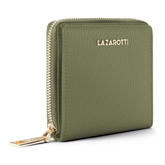 Lazarotti Porte-monnaie « Bologna » en cuir, taille moyenne, fermeture à glissière sur tout le pourtour, 10 cm