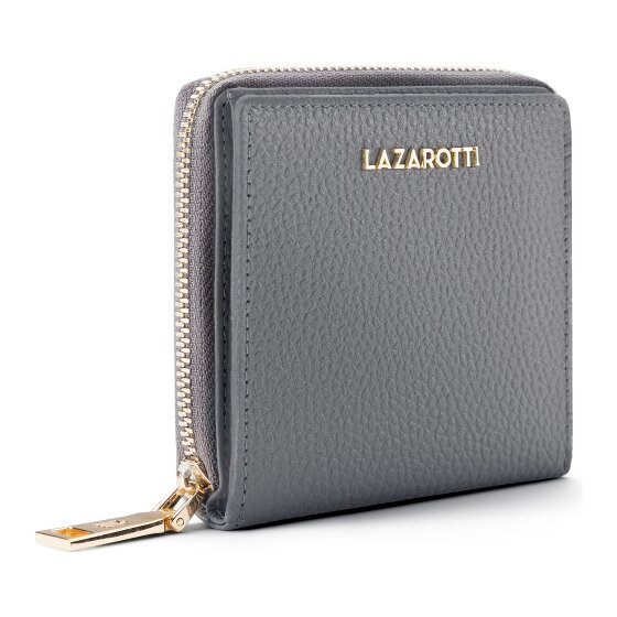 Lazarotti Porte-monnaie « Bologna » en cuir, taille moyenne, fermeture à glissière sur tout le pourtour, 10 cm