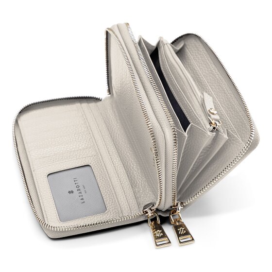 Lazarotti Porte-monnaie en cuir de Bologne XL à double fermeture éclair, protection RFID, 20 cm