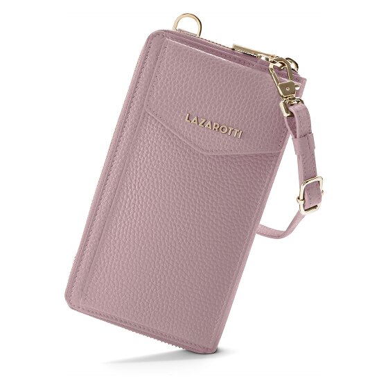 Lazarotti Porte-monnaie en cuir de Bologne à fermeture éclair, avec pochette pour téléphone portable, 19 cm