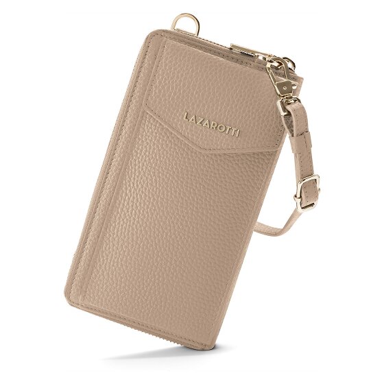 Lazarotti Porte-monnaie en cuir de Bologne à fermeture éclair, avec pochette pour téléphone portable, 19 cm