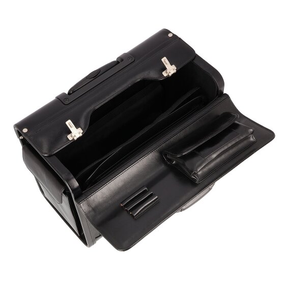 Dermata 2 roulettes Trolley pilote Cuir 39 cm Compartiment pour ordinateur portable