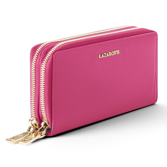 Lazarotti Porte-monnaie en cuir de Bologne XL à double fermeture éclair, protection RFID, 20 cm