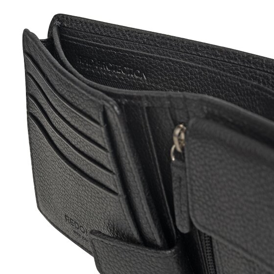 Redolz Leather Essentials QF Portefeuille RFID en cuir 12 cm dépliant avec poche zippée
