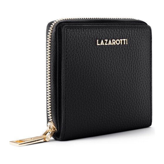 Lazarotti Porte-monnaie « Bologna » en cuir, taille moyenne, fermeture à glissière sur tout le pourtour, 10 cm