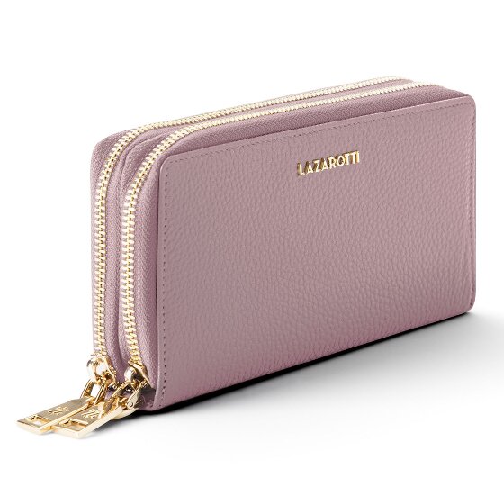Lazarotti Porte-monnaie en cuir de Bologne XL à double fermeture éclair, protection RFID, 20 cm