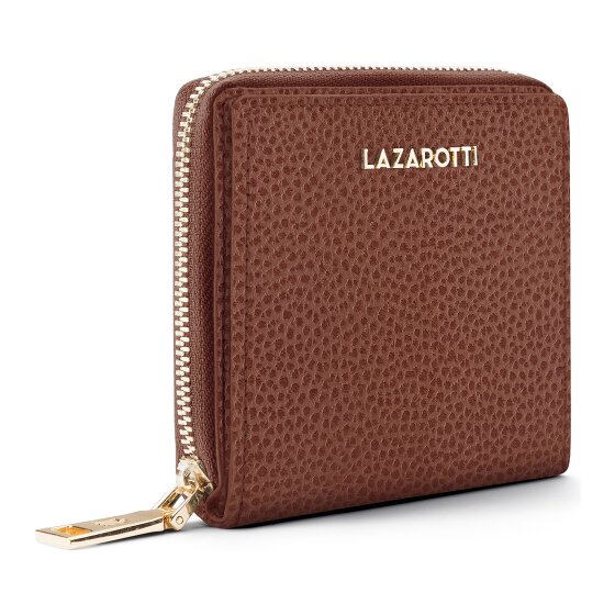 Lazarotti Porte-monnaie « Bologna » en cuir, taille moyenne, fermeture à glissière sur tout le pourtour, 10 cm