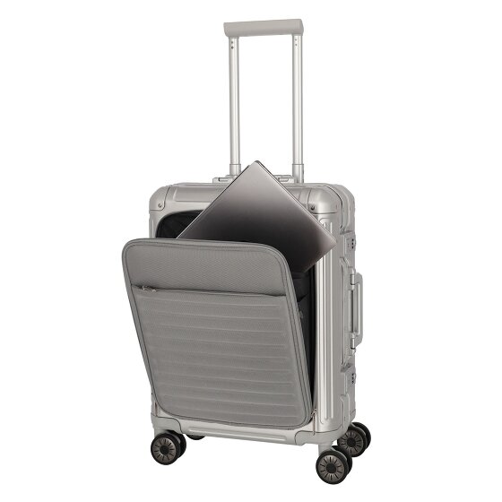 Travelite Valise cabine Next à 4 roues en Aluminium, 55 cm, compartiment pour ordinateur portable