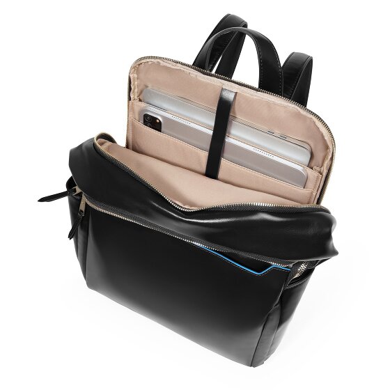 Piquadro Blue Square Daypack Protection RFID Cuir véritable 37 cm Compartiment ordinateur