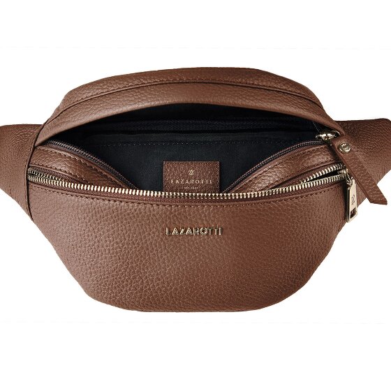 Lazarotti Sac banane en cuir « Bologna » à double fermeture éclair, à porter en bandoulière, 25 cm