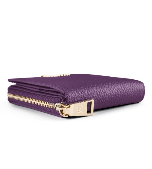 Lazarotti Porte-monnaie « Bologna » en cuir, taille moyenne, fermeture à glissière sur tout le pourtour, 10 cm