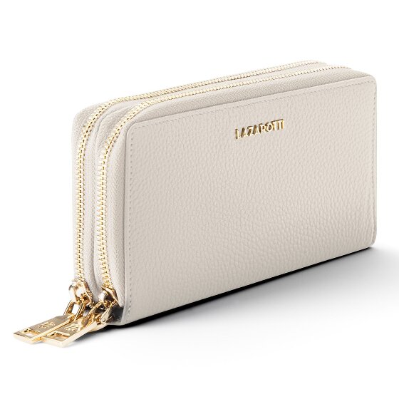 Lazarotti Porte-monnaie en cuir de Bologne XL à double fermeture éclair, protection RFID, 20 cm