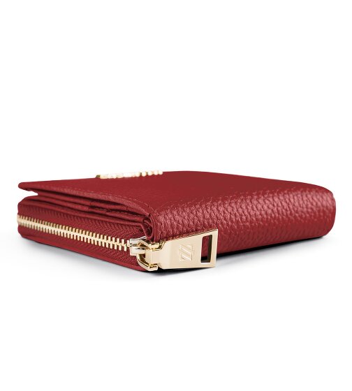 Lazarotti Porte-monnaie « Bologna » en cuir, taille moyenne, fermeture à glissière sur tout le pourtour, 10 cm