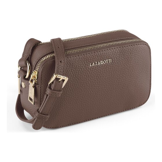 Lazarotti Sac à bandoulière en cuir « Bologna » pour appareil photo, double fermeture éclair, 18 cm