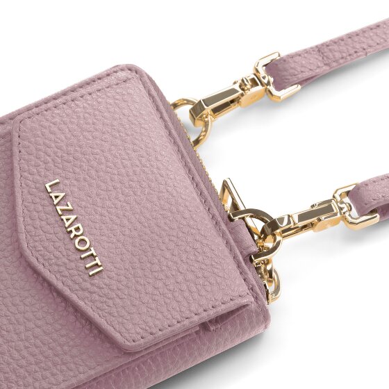 Lazarotti Porte-monnaie en cuir de Bologne à fermeture éclair, avec pochette pour téléphone portable, 19 cm