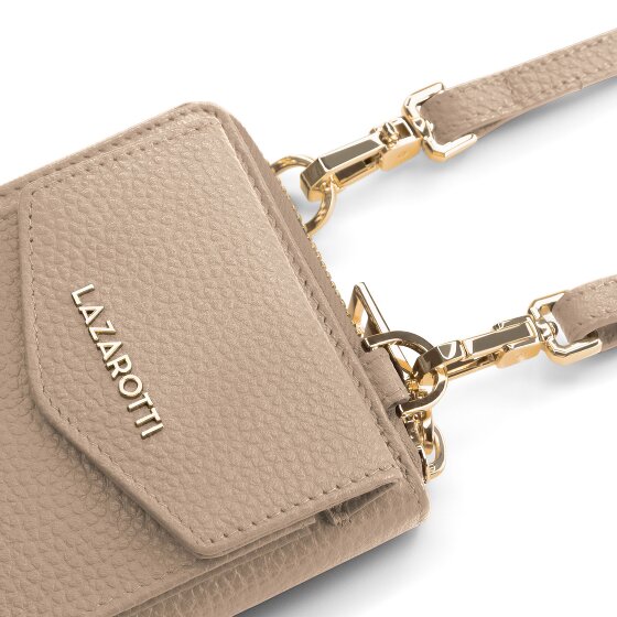 Lazarotti Porte-monnaie en cuir de Bologne à fermeture éclair, avec pochette pour téléphone portable, 19 cm