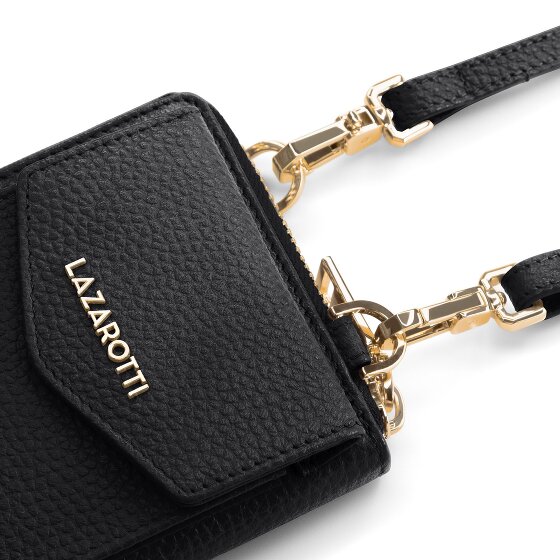 Lazarotti Porte-monnaie en cuir de Bologne à fermeture éclair, avec pochette pour téléphone portable, 19 cm