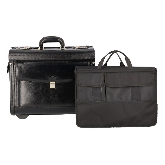 Dermata 2 roues Trolley pilote Cuir véritable 39 cm Compartiment ordinateur