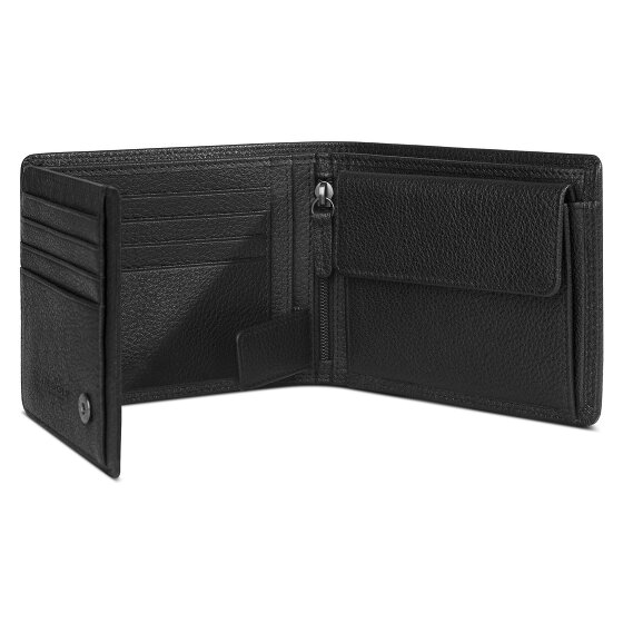 Redolz Leather Essentials QF Portefeuille RFID en cuir 12 cm dépliant avec poche zippée