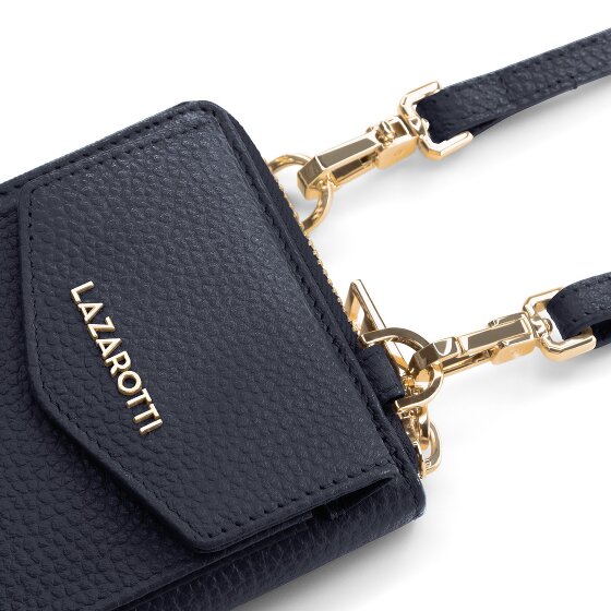 Lazarotti Porte-monnaie en cuir de Bologne à fermeture éclair, avec pochette pour téléphone portable, 19 cm