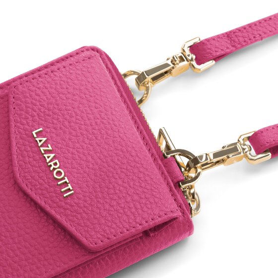 Lazarotti Porte-monnaie en cuir de Bologne à fermeture éclair, avec pochette pour téléphone portable, 19 cm
