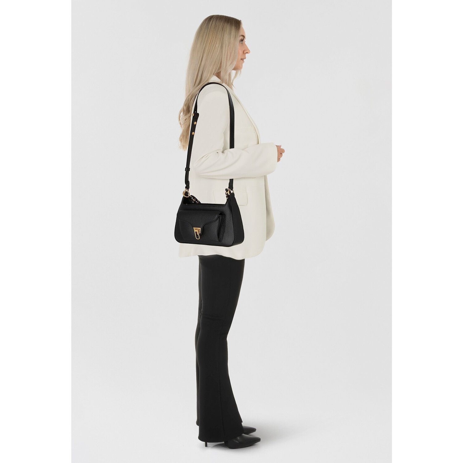 Sac à Main Coccinelle En Cuir Beige - Style Porté épaule - Vintage En Très Bon état