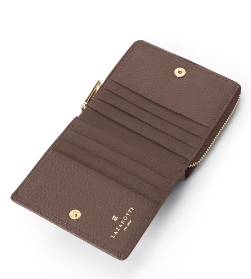 Lazarotti Porte-monnaie « Bologna » en cuir, taille moyenne, fermeture à glissière sur tout le pourtour, 10 cm