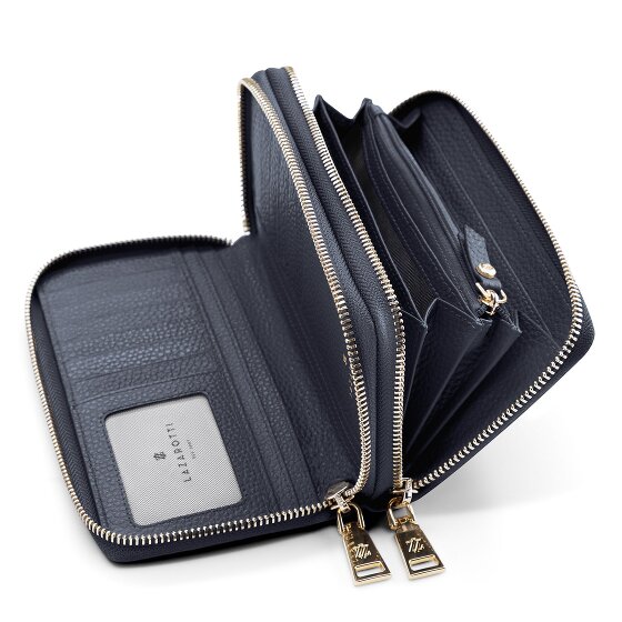Lazarotti Porte-monnaie en cuir de Bologne XL à double fermeture éclair, protection RFID, 20 cm