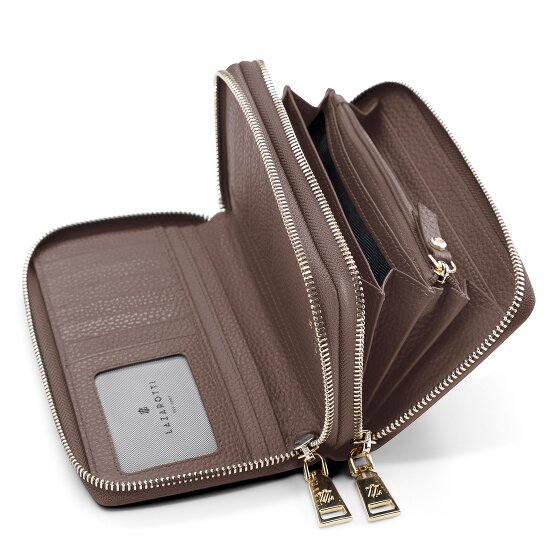 Lazarotti Porte-monnaie en cuir de Bologne XL à double fermeture éclair, protection RFID, 20 cm