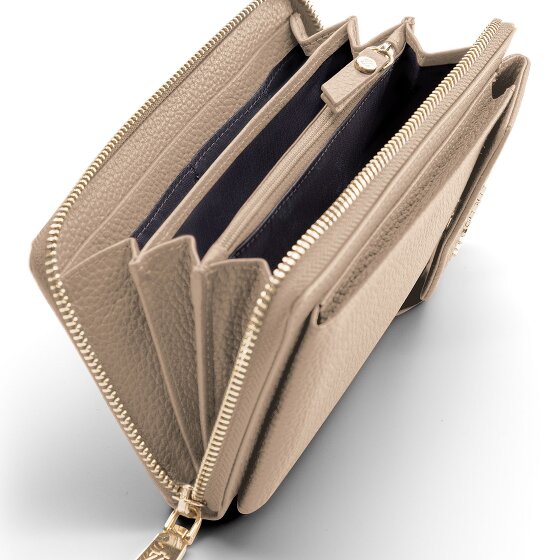 Lazarotti Porte-monnaie en cuir de Bologne à fermeture éclair, avec pochette pour téléphone portable, 19 cm