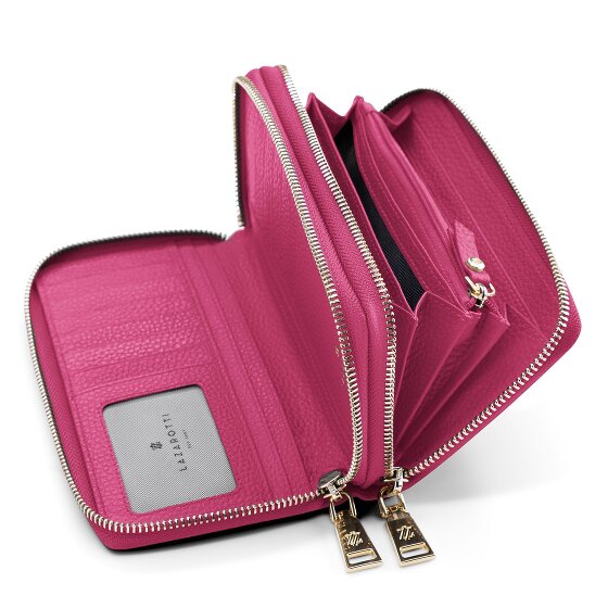 Lazarotti Porte-monnaie en cuir de Bologne XL à double fermeture éclair, protection RFID, 20 cm