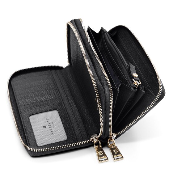 Lazarotti Porte-monnaie en cuir de Bologne XL à double fermeture éclair, protection RFID, 20 cm