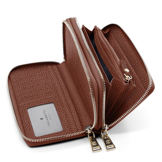 Lazarotti Bologna Leather XL Double Zip-Around Porte-monnaie RFID Cuir 20 cm