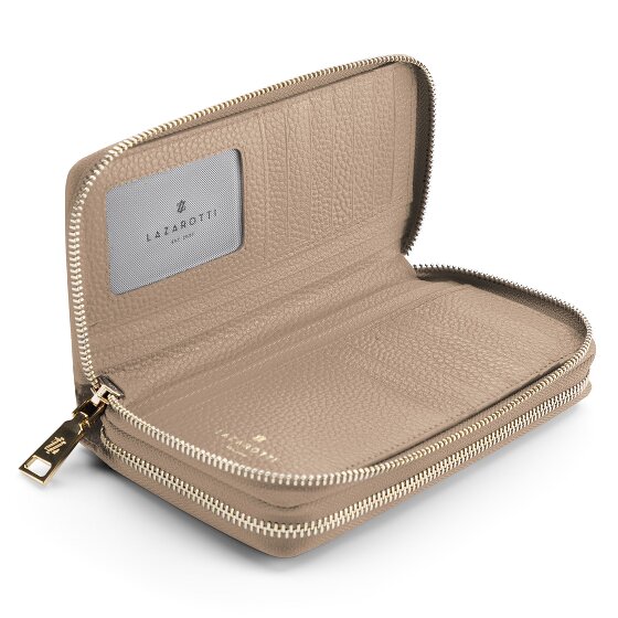 Lazarotti Porte-monnaie en cuir de Bologne XL à double fermeture éclair, protection RFID, 20 cm