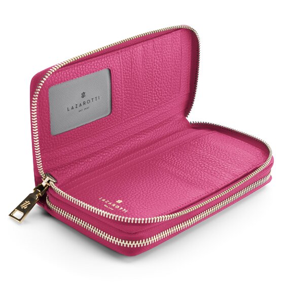 Lazarotti Porte-monnaie en cuir de Bologne XL à double fermeture éclair, protection RFID, 20 cm