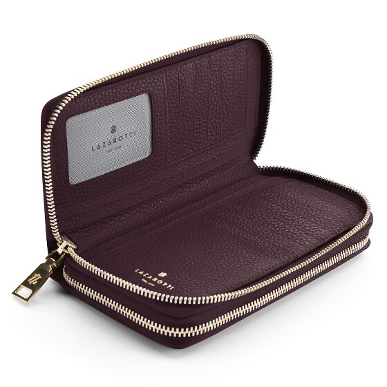 Lazarotti Porte-monnaie en cuir de Bologne XL à double fermeture éclair, protection RFID, 20 cm