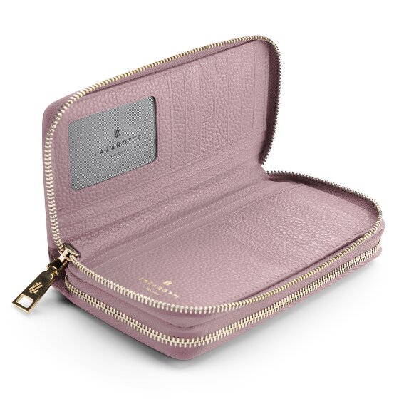 Lazarotti Porte-monnaie en cuir de Bologne XL à double fermeture éclair, protection RFID, 20 cm