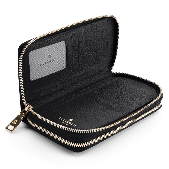 Lazarotti Porte-monnaie en cuir de Bologne XL à double fermeture éclair, protection RFID, 20 cm