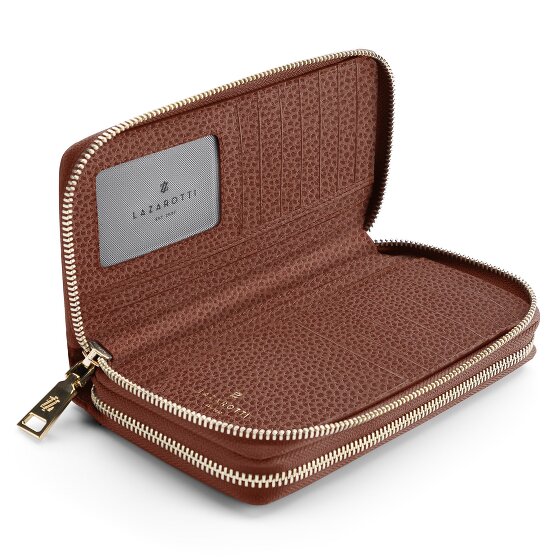 Lazarotti Porte-monnaie en cuir de Bologne XL à double fermeture éclair, protection RFID, 20 cm