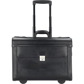Alassio Valise de pilote à 2 roulettes en cuir, compartiment pour ordinateur portable 48 cm