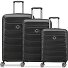  Meteor 4 roulettes Set de valises 3 pièces avec soufflet d'extension Modéle black