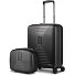  Essentials 14 Set de valises 2 pcs. trolley cabine avec soufflet extensible & Beautycase Modéle black metallic