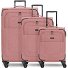  Essentials 12 THREE SET 4 roulettes Set de valises 3 pièces avec soufflet d'extension Modéle rose